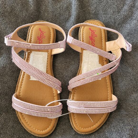 NEW Jellypop Pink Glitter Sparkle Sandals girls size 2 - Picture 1 of 3